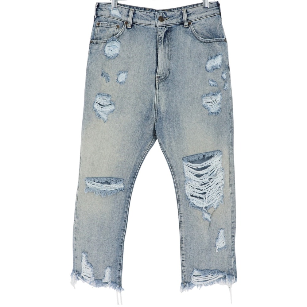 SER.O.YA Omar Drop Crotch Distressed Boyfriend Jeans 26x22 Light Wash Ripped